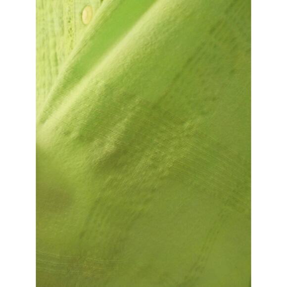JM Collection Women XL Light Green Tunic Button Up Top Blouse 100% Cotton V-Neck - Picture 6 of 12